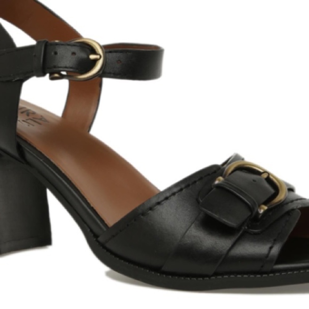 NWT Naturalizer Malika Women’s Sz 8.5W Wide Black Leather Open Toe Pump Heels - Picture 6 of 7